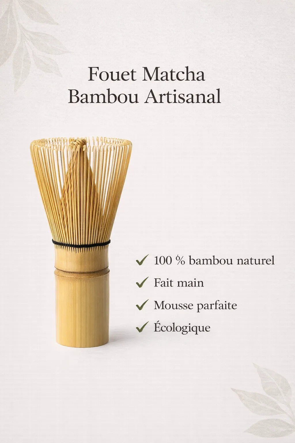 Artisanal bamboo matcha whisk with benefits
