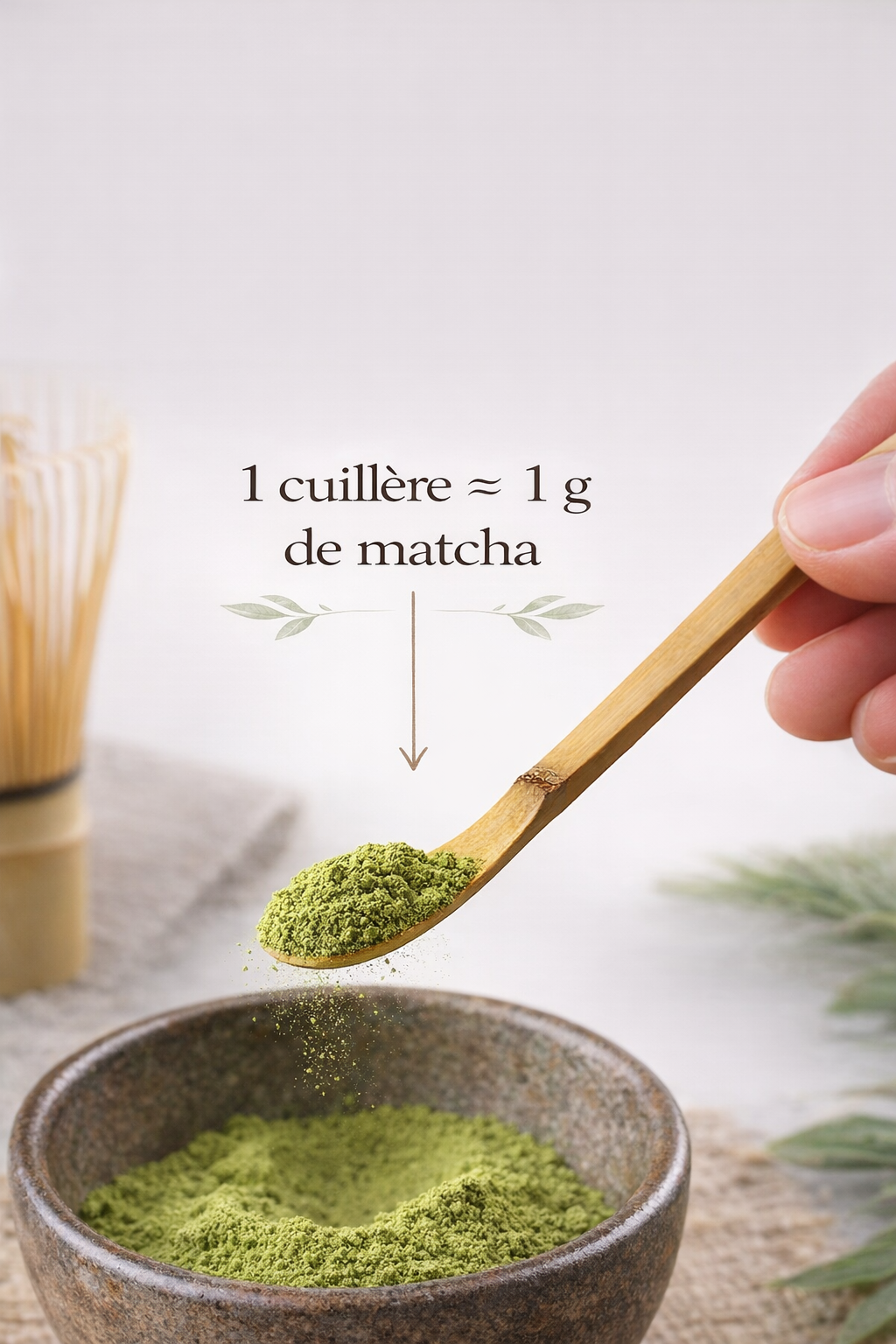 Chashaku with vibrant matcha scoop
